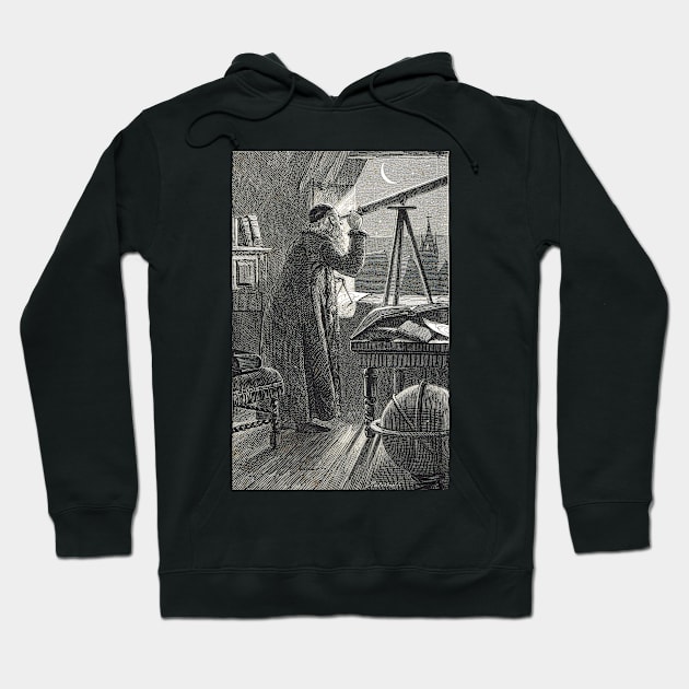 Copernicus observing the night sky with a telescope Hoodie by artfromthepast